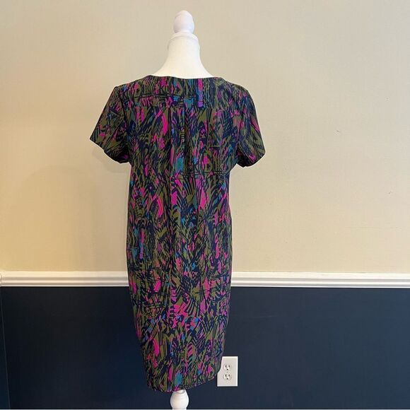 Jude Connally Abstract Feather Short Sleeve Shift Mini Dress Size Large - Picture 4 of 7